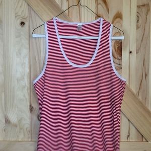 Red andwhite west loop razor back cotton maxi dress